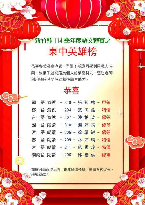 114 全縣語文競賽 榜單-學生-1